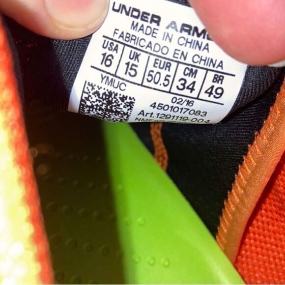 Under Armour Black & Orange Nitro Football Cleats Shoes Sports Size 16